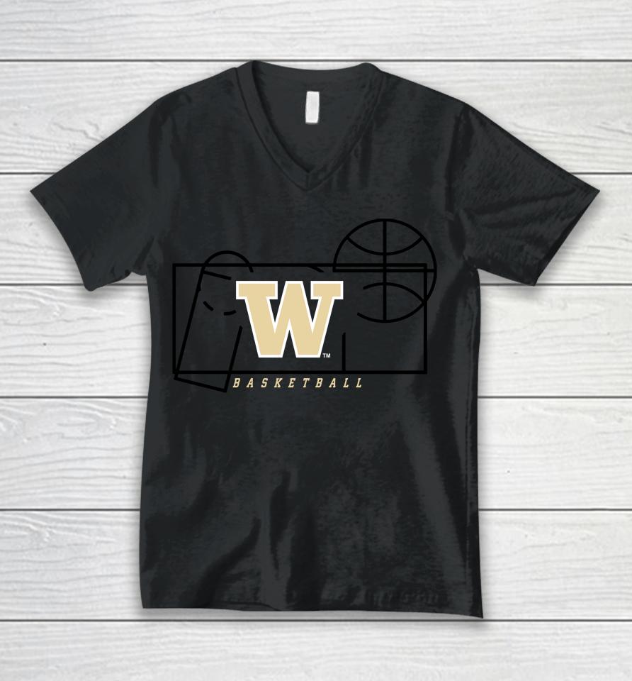 Ncaa Shop Washington Huskies Basketball Court Fresh Unisex V-Neck T-Shirt
