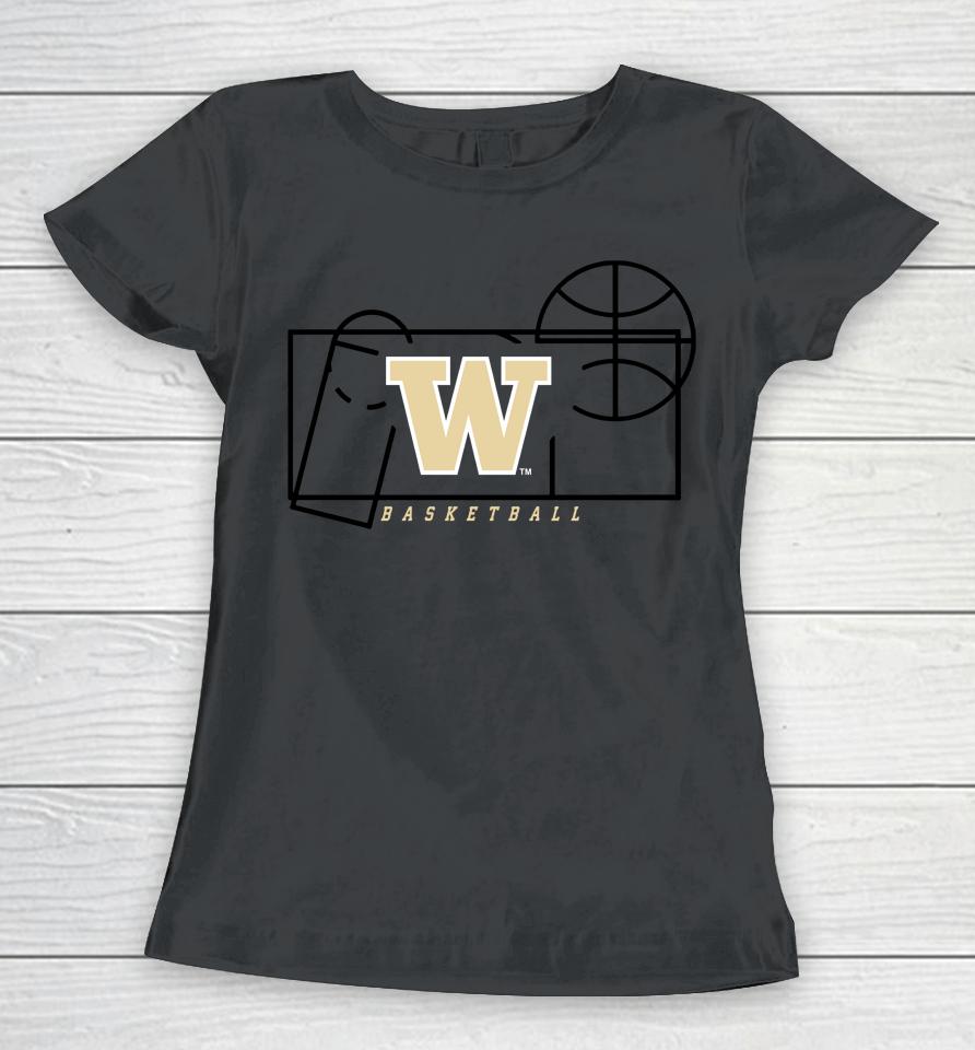 Ncaa Shop Washington Huskies Basketball Court Fresh Women T-Shirt