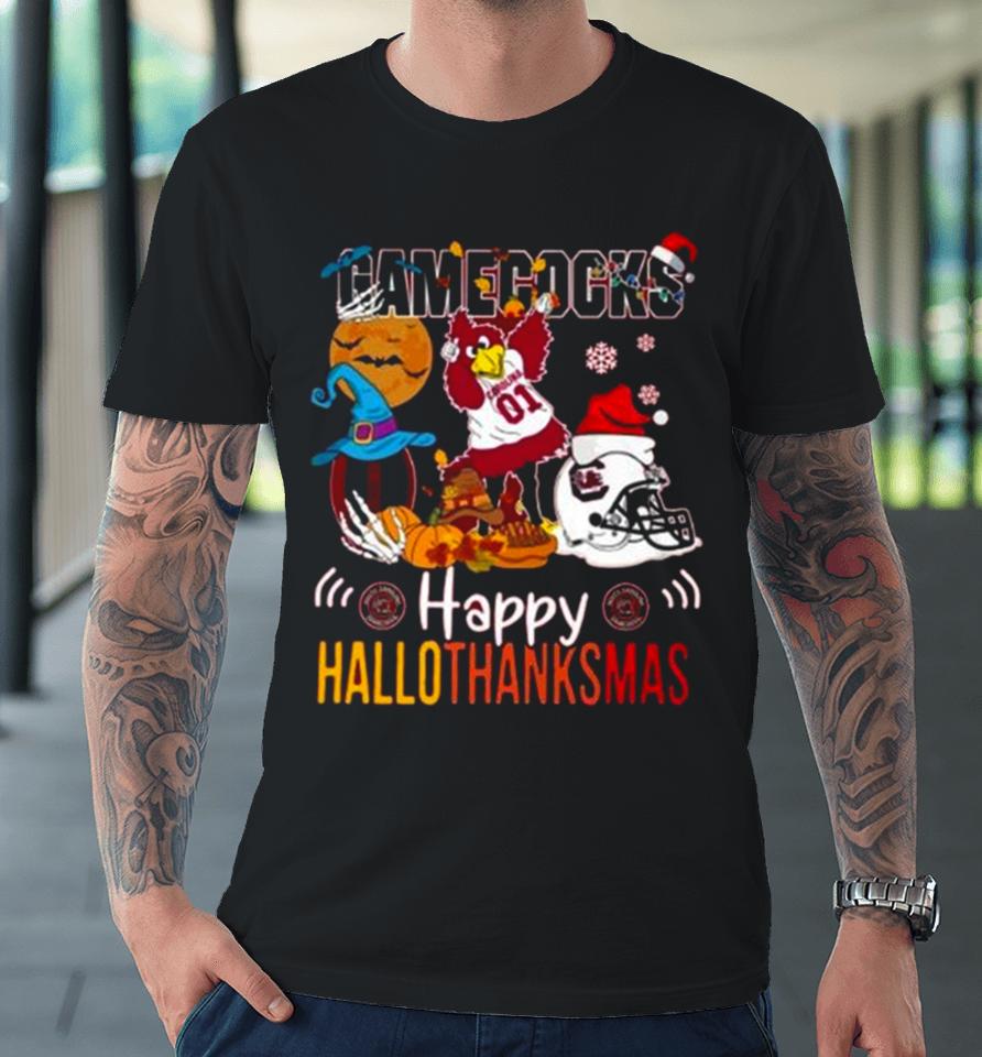 Ncaa South Carolina Gamecocks Mascot Happy Hallothanksmas Premium T-Shirt