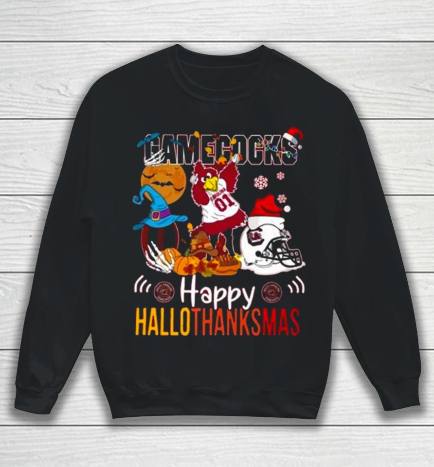 Ncaa South Carolina Gamecocks Mascot Happy Hallothanksmas Sweatshirt