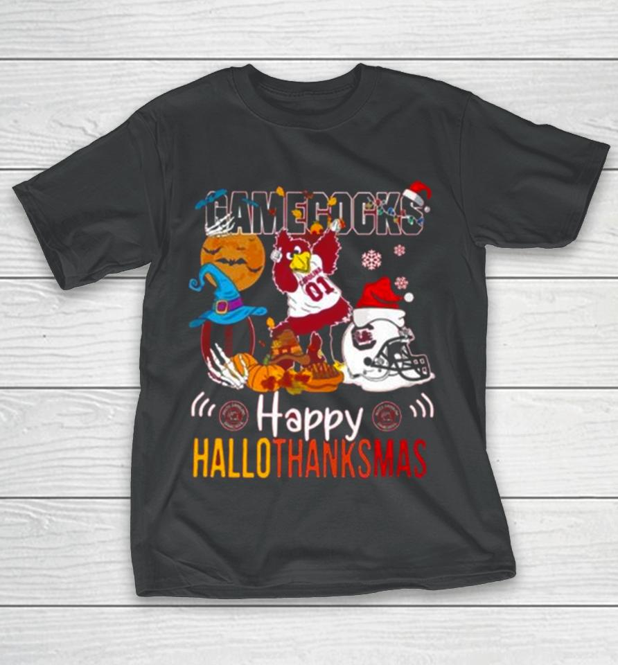 Ncaa South Carolina Gamecocks Mascot Happy Hallothanksmas T-Shirt