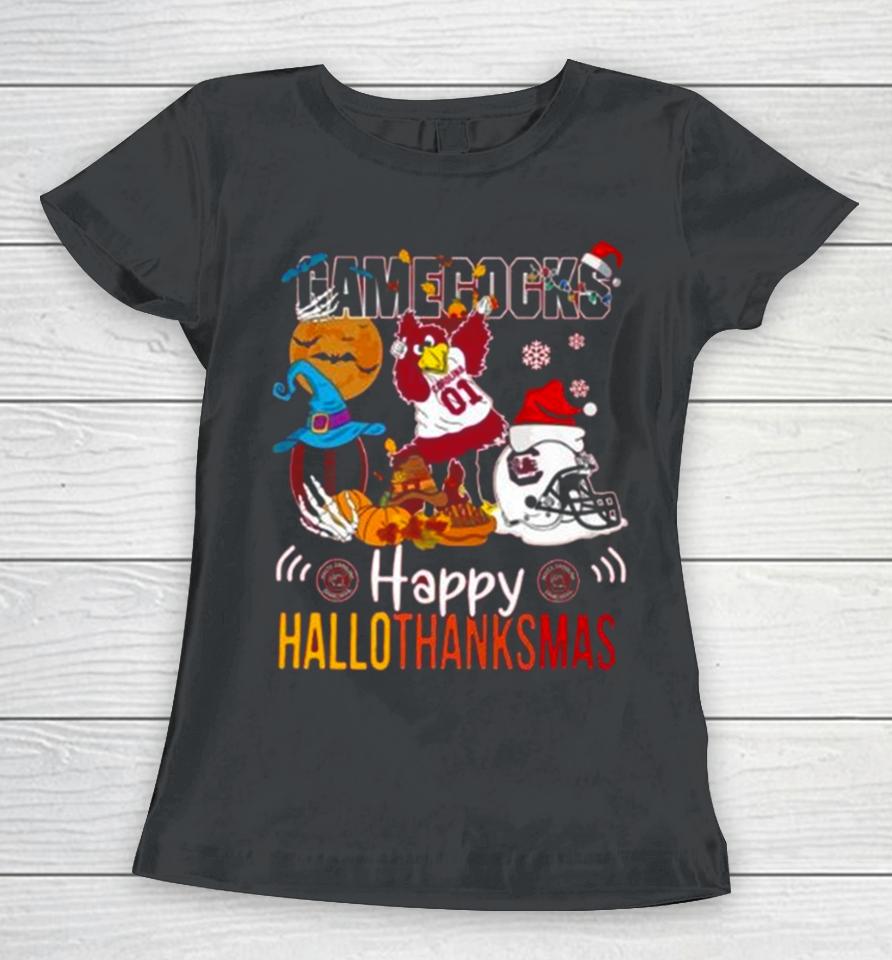 Ncaa South Carolina Gamecocks Mascot Happy Hallothanksmas Women T-Shirt