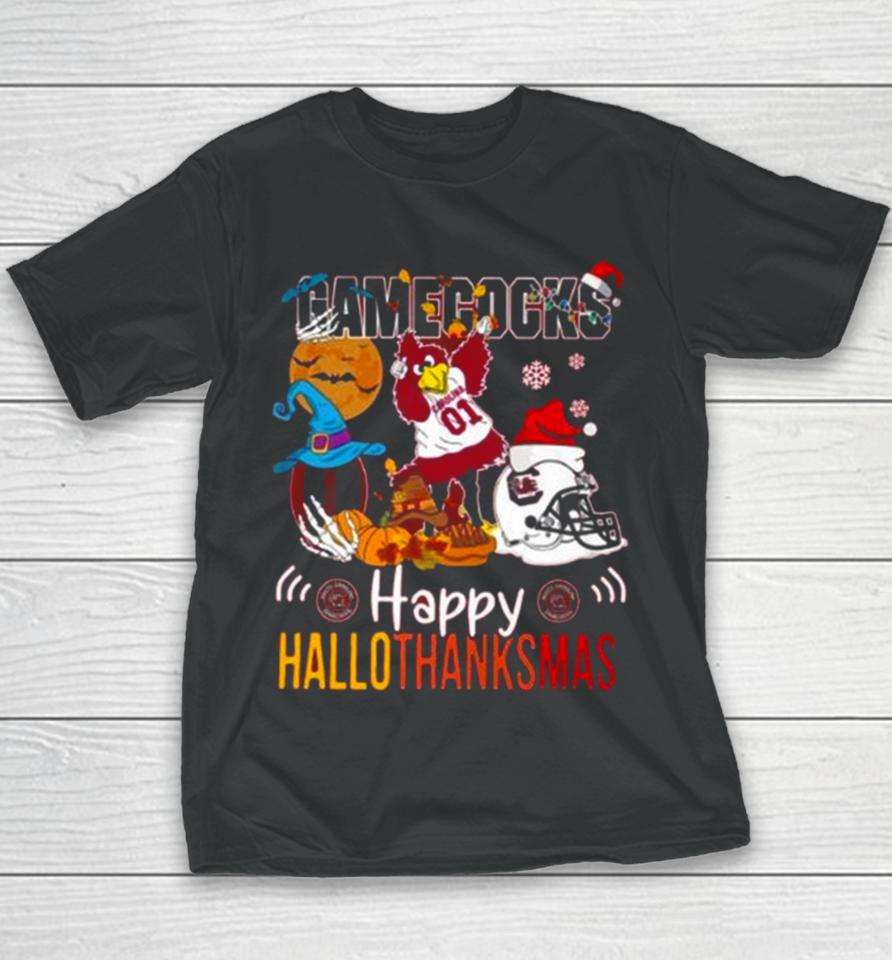 Ncaa South Carolina Gamecocks Mascot Happy Hallothanksmas Youth T-Shirt