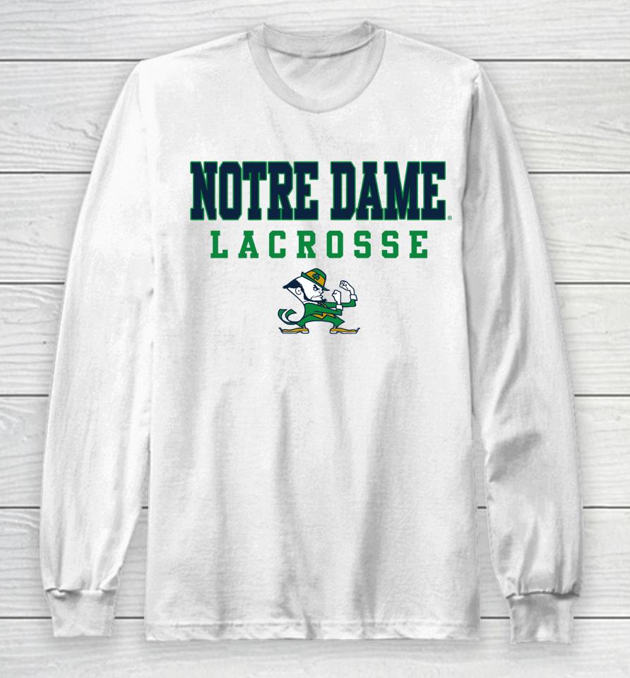 Ncaa Sports Notre Dame Stack Logo Lacrosse Long Sleeve T-Shirt