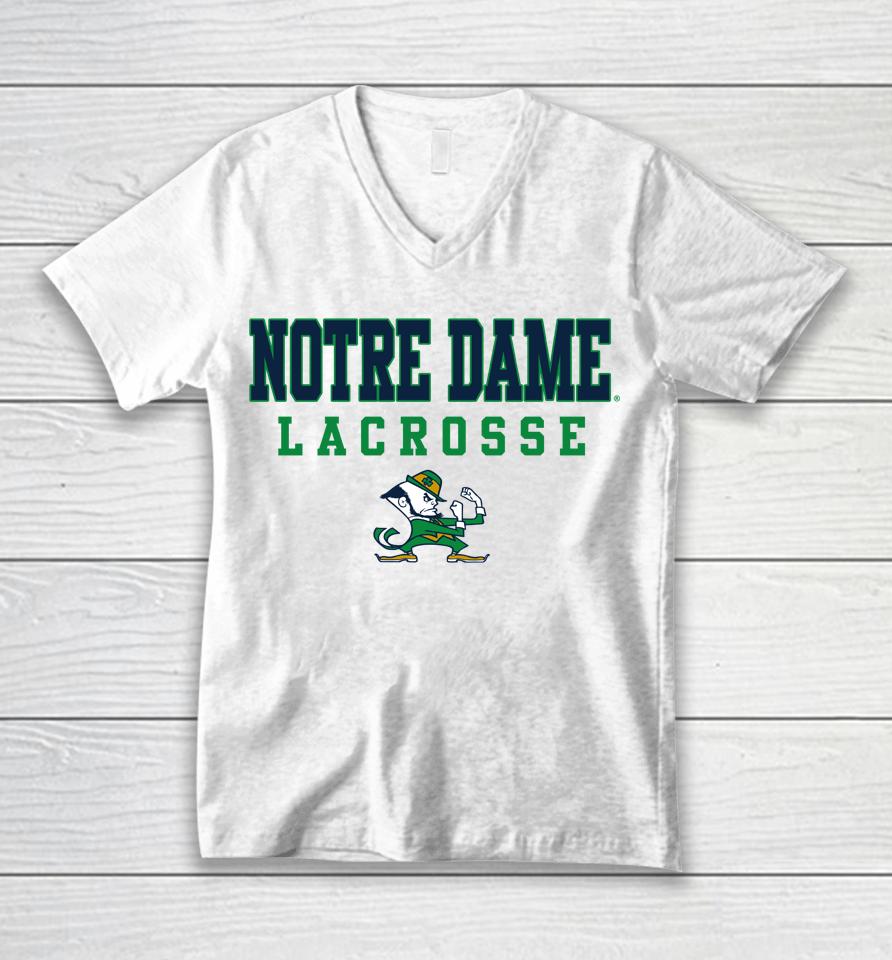 Ncaa Sports Notre Dame Stack Logo Lacrosse Unisex V-Neck T-Shirt