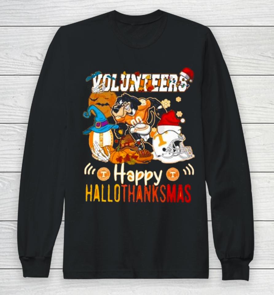 Ncaa Tennessee Volunteers Mascot Happy Hallothanksmas Long Sleeve T-Shirt