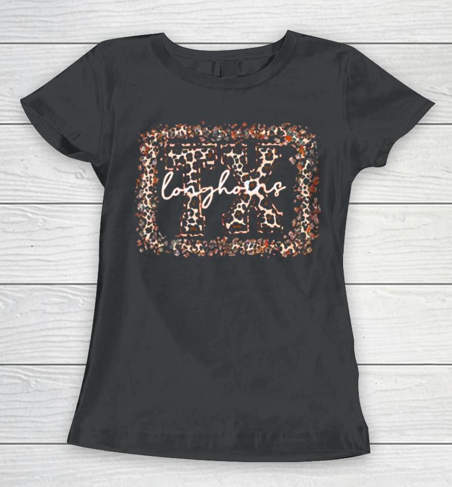 Ncaa Texas Longhorns Leopard Women T-Shirt