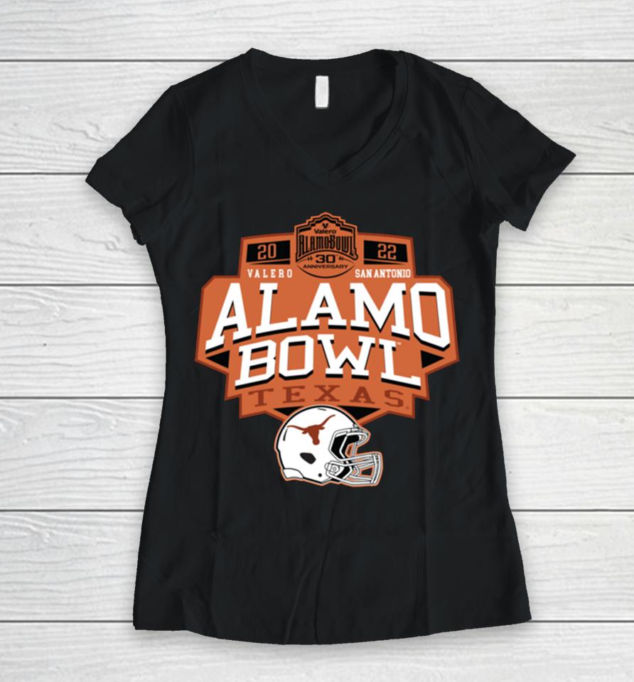 Ncaa Texas Longhorns Playoff 2022 Valero Alamo Bowl Women V-Neck T-Shirt