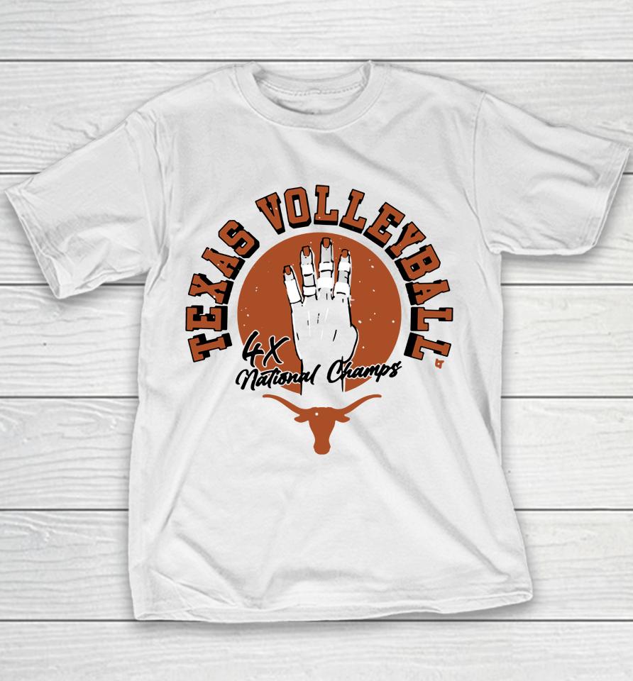 Ncaa Texas Longhorns Volleyball Four-Time National Champs Youth T-Shirt