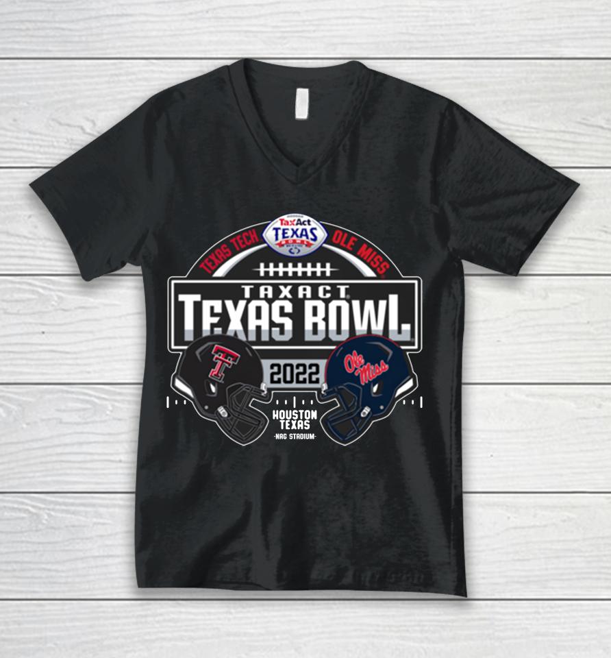 Ncaa Texas Tech Vs Ole Miss Rebels 2022 Texas Bowl Match-Up Unisex V-Neck T-Shirt