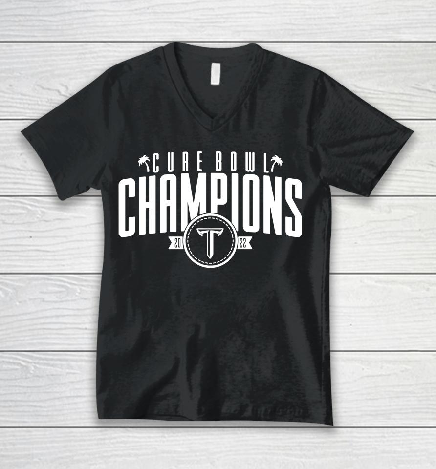 Ncaa Troy Trojans 2022 Cure Bowl Champions Unisex V-Neck T-Shirt
