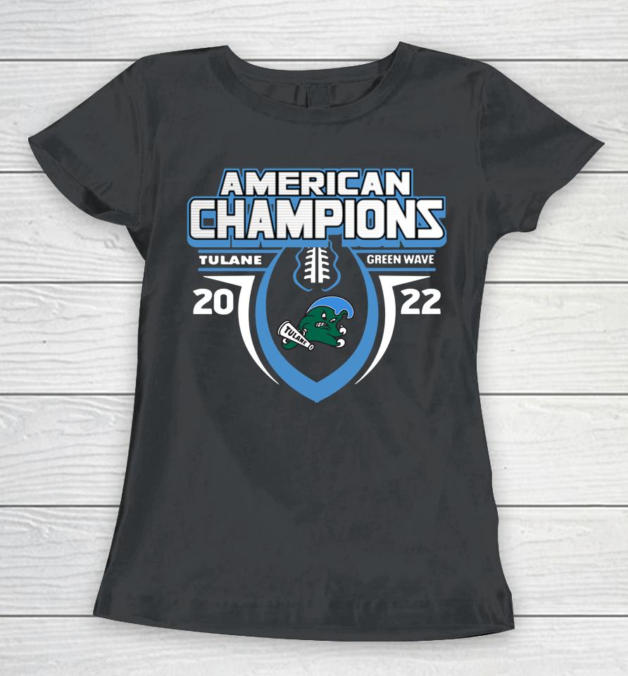 Ncaa Tulane Green Wave 2022 Aac Football Conference Champions Women T-Shirt