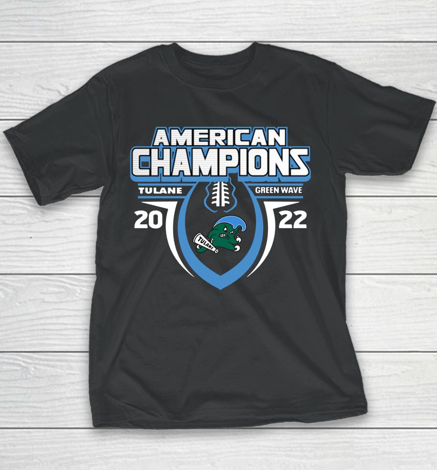Ncaa Tulane Green Wave 2022 Aac Football Conference Champions Youth T-Shirt