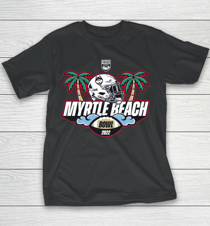 Ncaa Uconn 2022 Myrtle Beach Bowl Black Playoff Black Youth T-Shirt