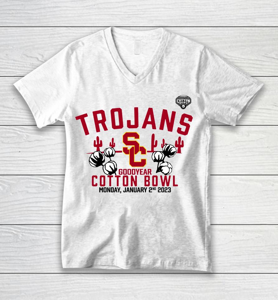 Ncaa Usc Trojans 2023 Goodyear Cotton Bowl Gameday Stadium Unisex V-Neck T-Shirt
