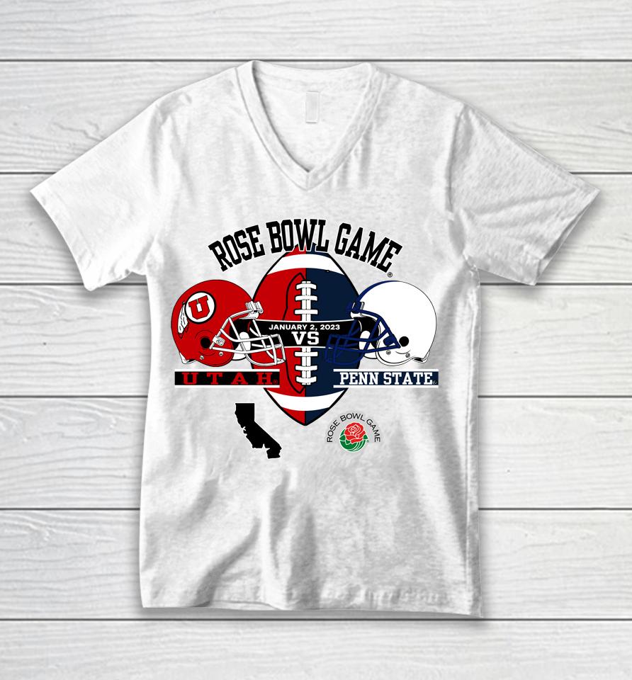Ncaa Utah Utes Vs Penn State Nittany Lions 2023 Rose Bowl Dueling Unisex V-Neck T-Shirt