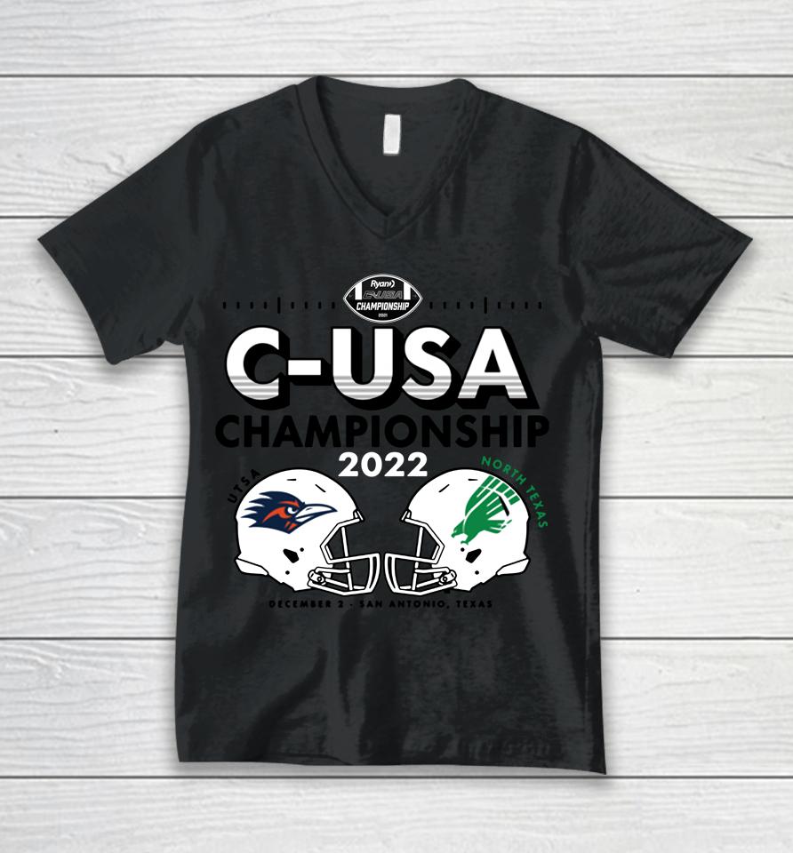 Ncaa Utsa Roadrunners Vs North Texas Mean Green 2022 C-Usa Football Champions Unisex V-Neck T-Shirt