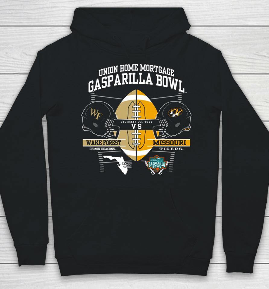 Ncaa Wake Forest Demon Deacons Vs Missouri Tigers 2022 Union Home Mortgage Gasparilla Bowl Matchup Hoodie