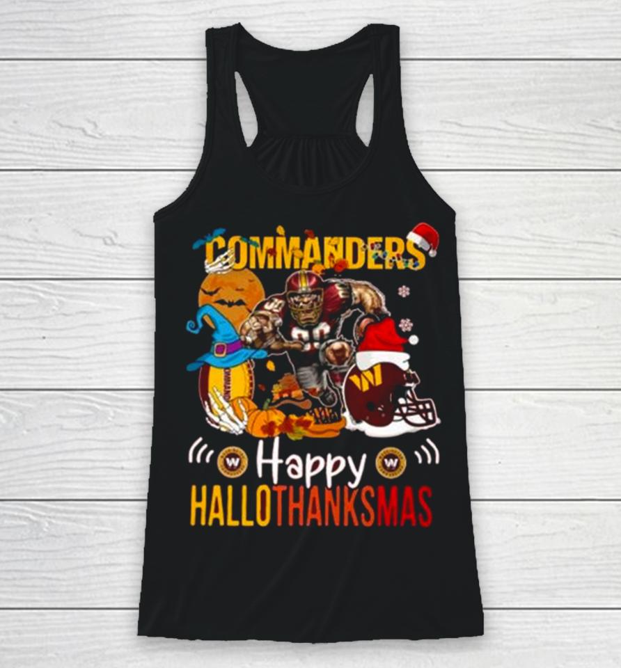 Ncaa Washington Commanders Mascot Happy Hallothanksmas Racerback Tank