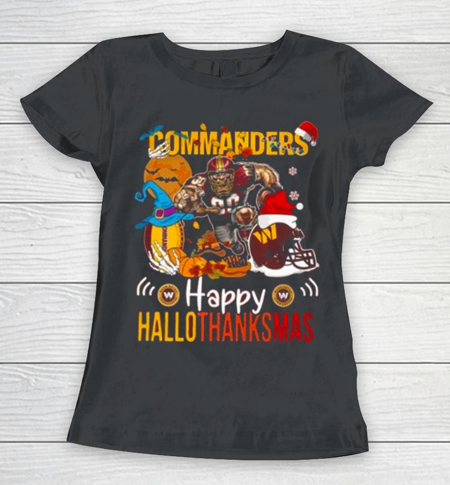 Ncaa Washington Commanders Mascot Happy Hallothanksmas Women T-Shirt