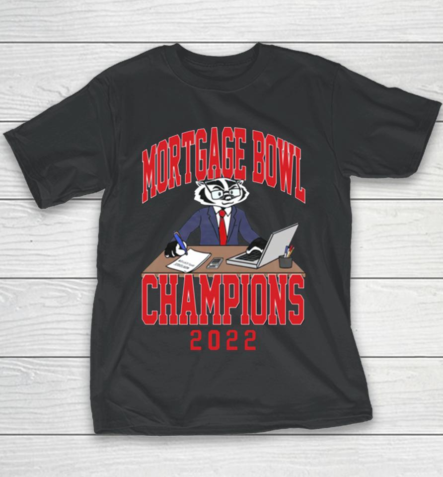Ncaa Wisconsin Badgers Football 2022 Mortgage Bowl Champions Youth T-Shirt