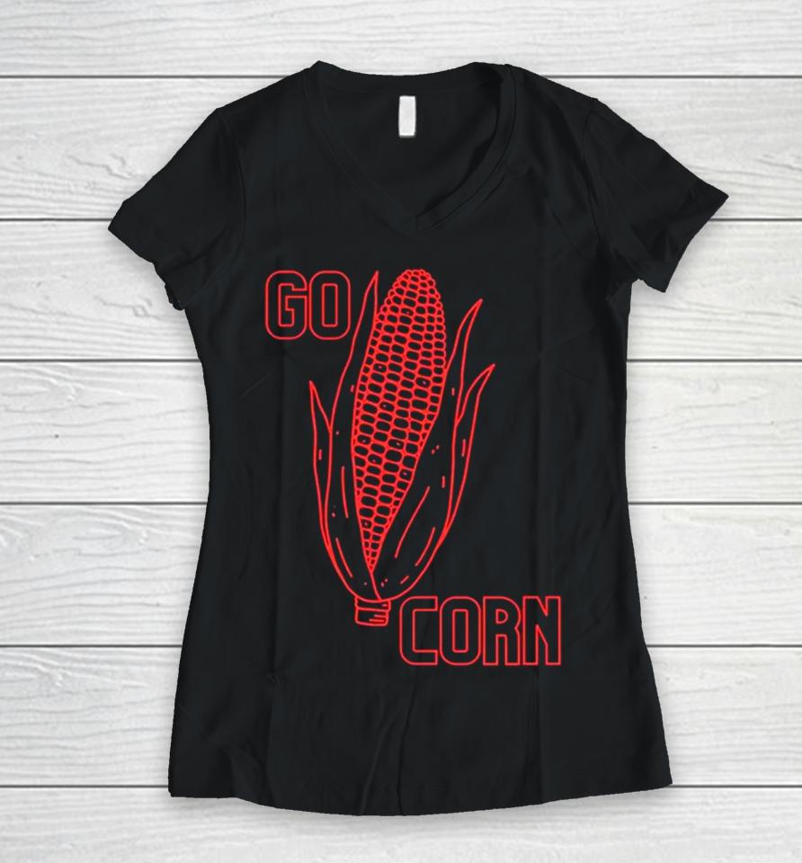 Nebraska Huskers Go Corn Women V-Neck T-Shirt