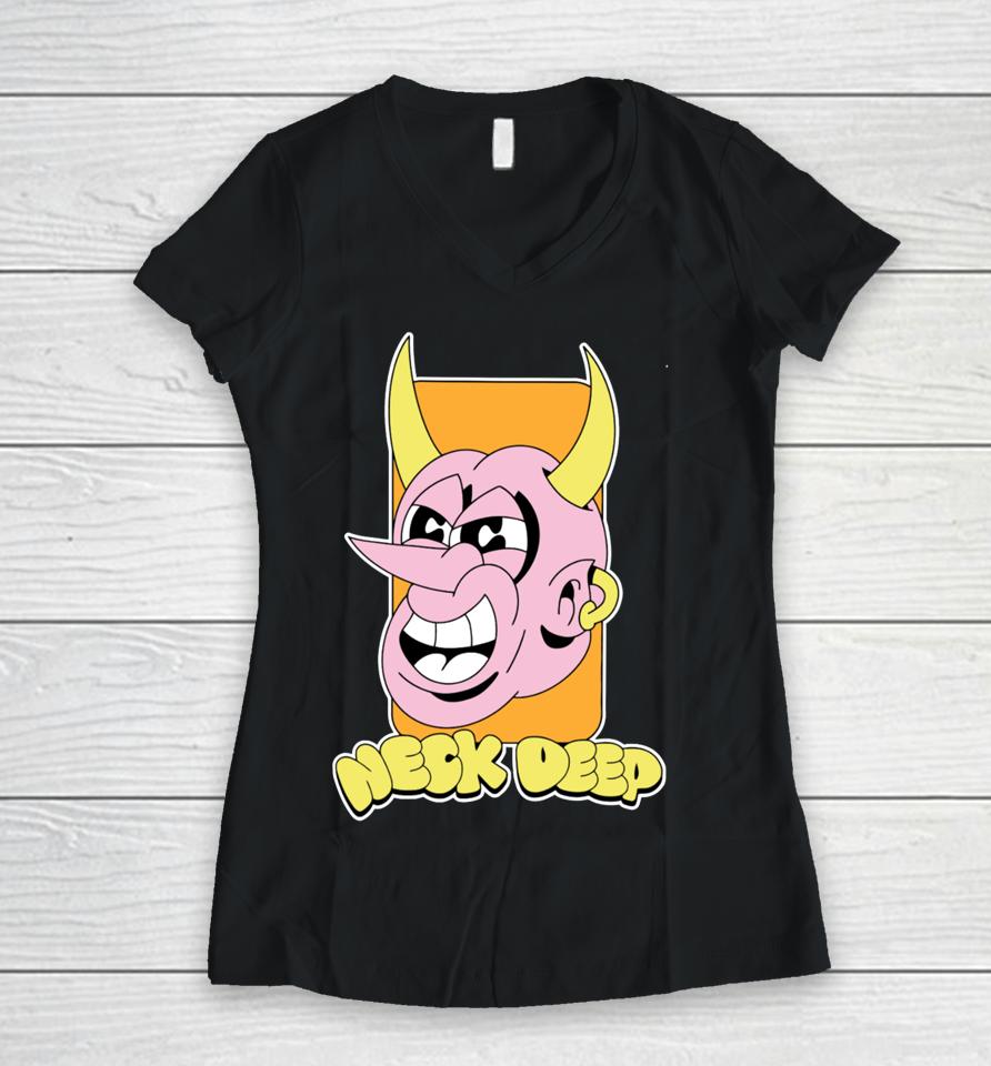 Neck Deep Band Merch Devil Women V-Neck T-Shirt