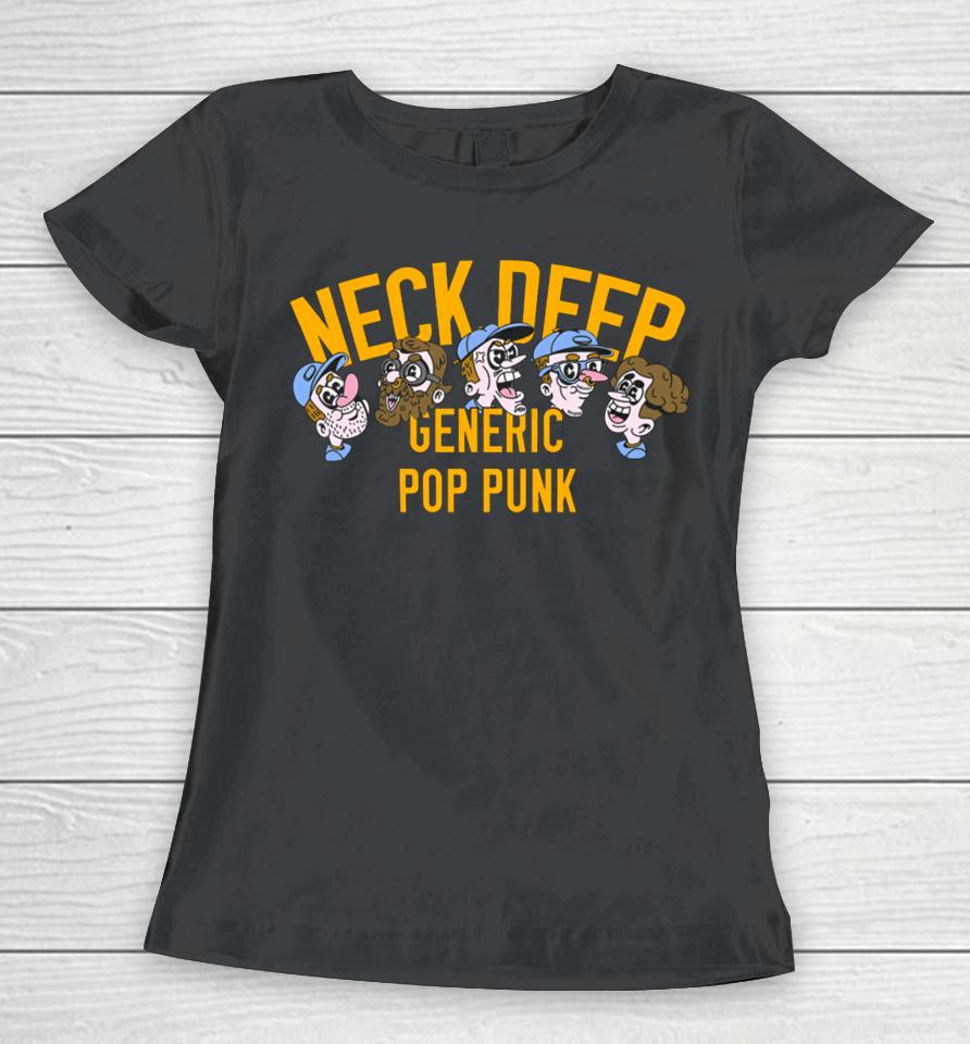 Neck Deep Merch Generic Pop Punk Cartoon Faces Women T-Shirt