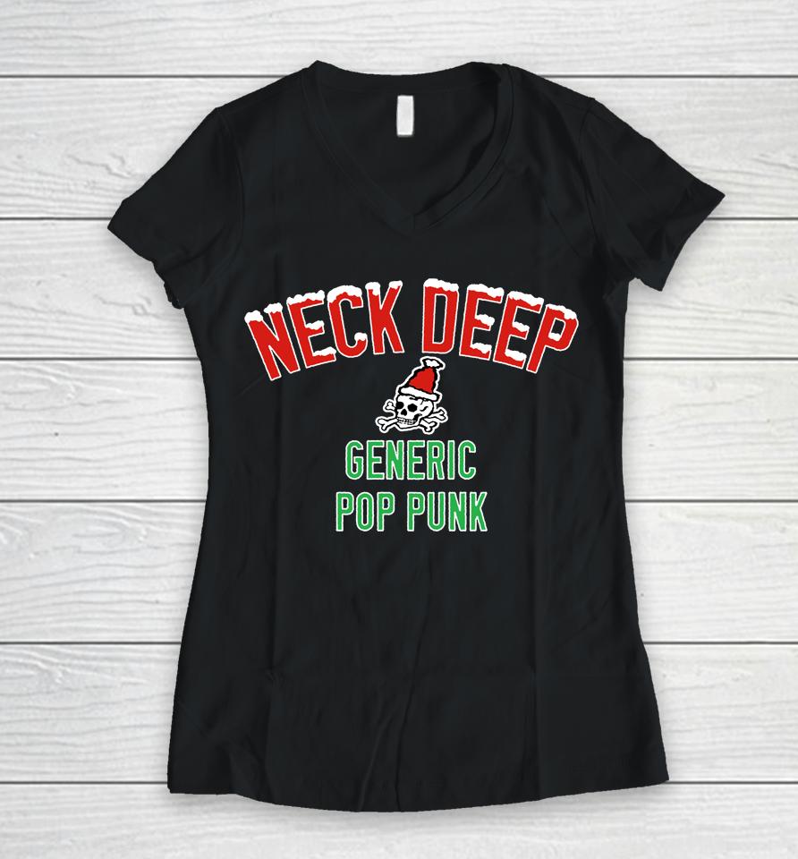 Neck Deep Merch Generic Pop Punk Christmas Edition 2.0 Women V-Neck T-Shirt
