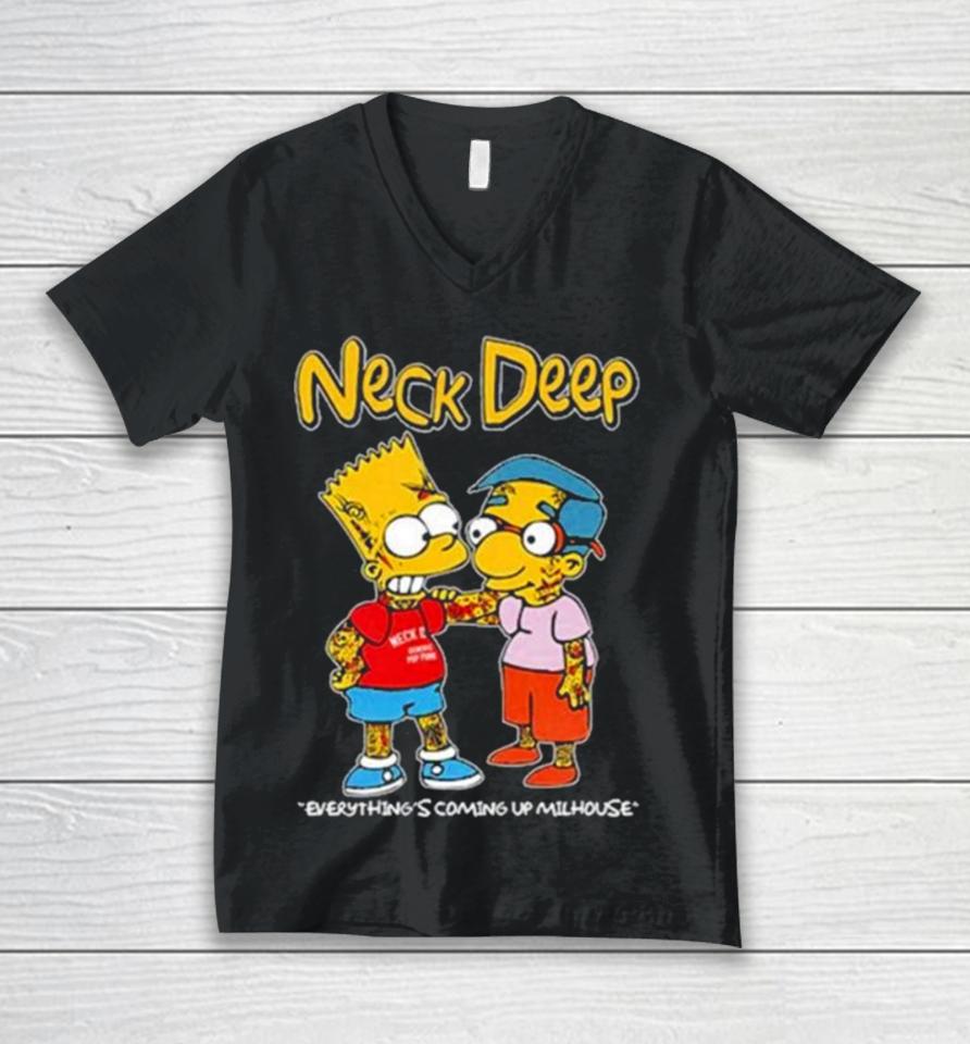 Neck Deep Simpsons Everything’s Coming Up Milhouse Unisex V-Neck T-Shirt