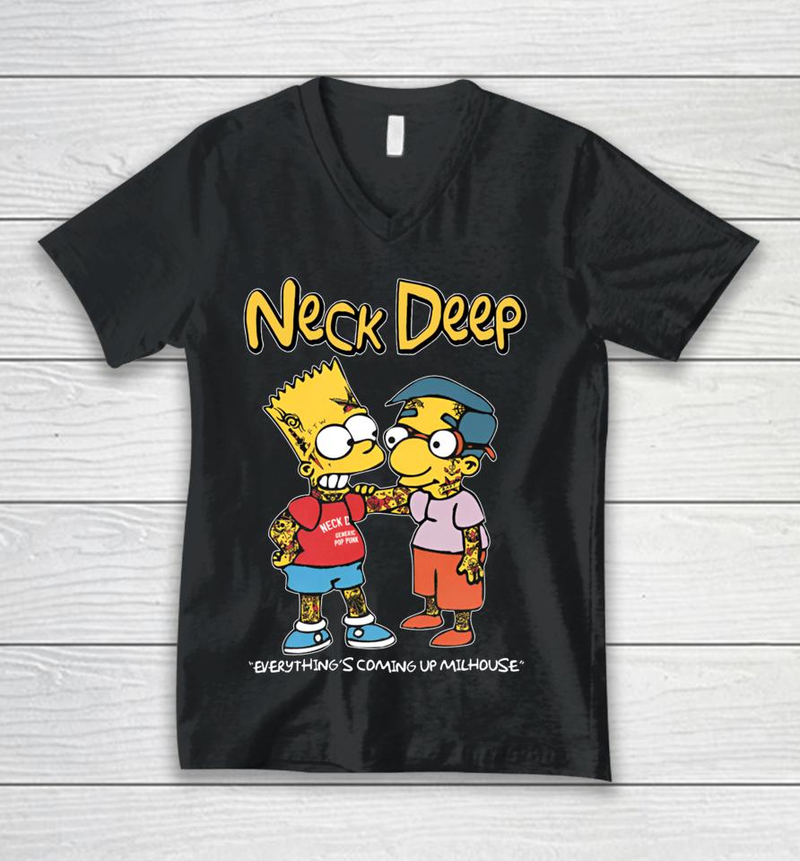 Neck Deep Simpsons Everything's Coming Up Milhouse Unisex V-Neck T-Shirt