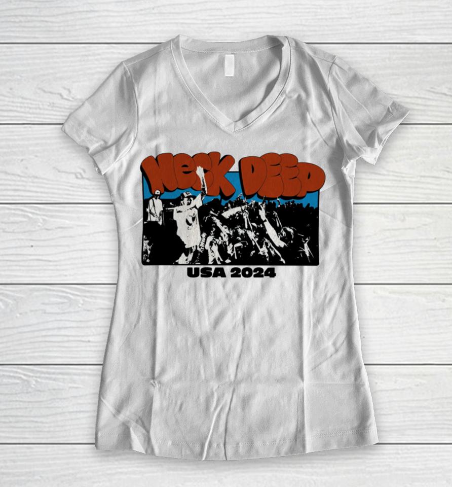Neck Deep Usa Live Tour 2024 Women V-Neck T-Shirt