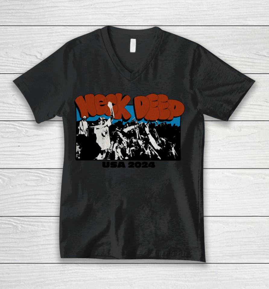 Neckdeepstore Neck Deep Usa Live Tour 2024 Unisex V-Neck T-Shirt