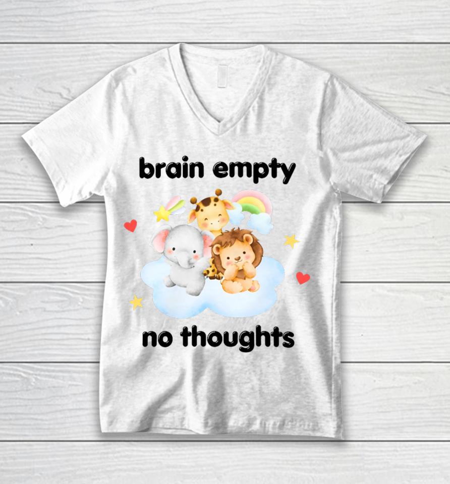 Nellies Print Studio Brain Empty No Thoughts Unisex V-Neck T-Shirt