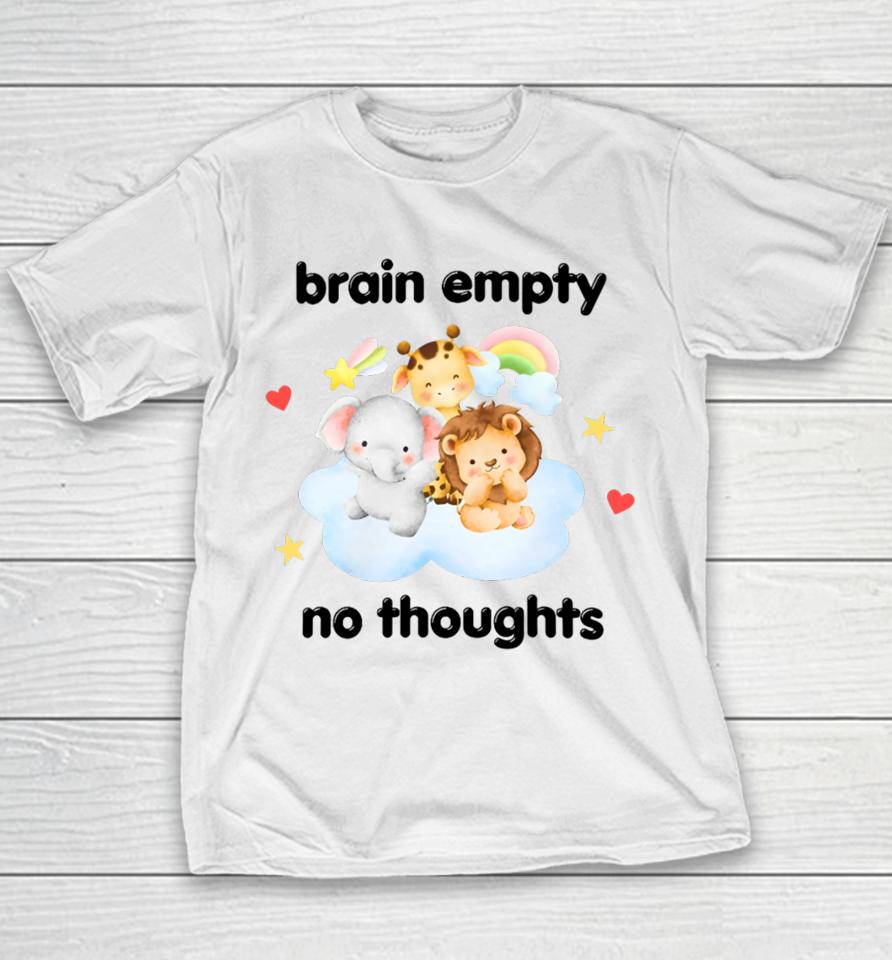 Nellies Print Studio Brain Empty No Thoughts Youth T-Shirt