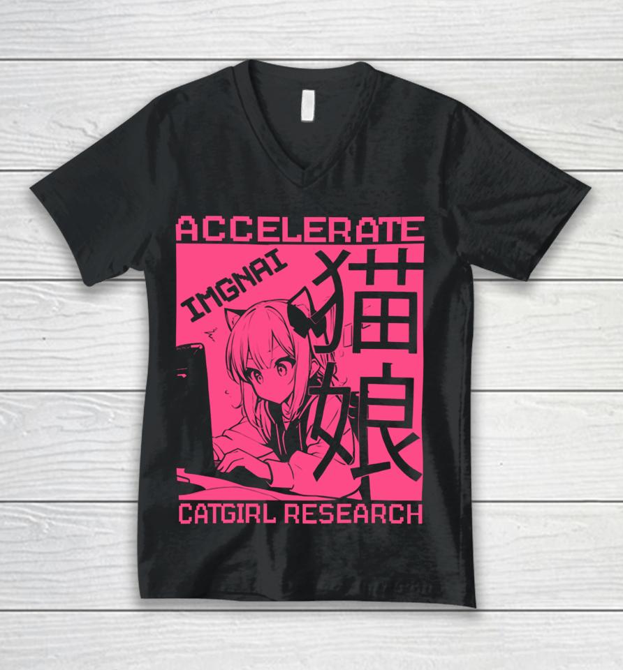 Networkspirits Imgnai Catgirl Research Unisex V-Neck T-Shirt