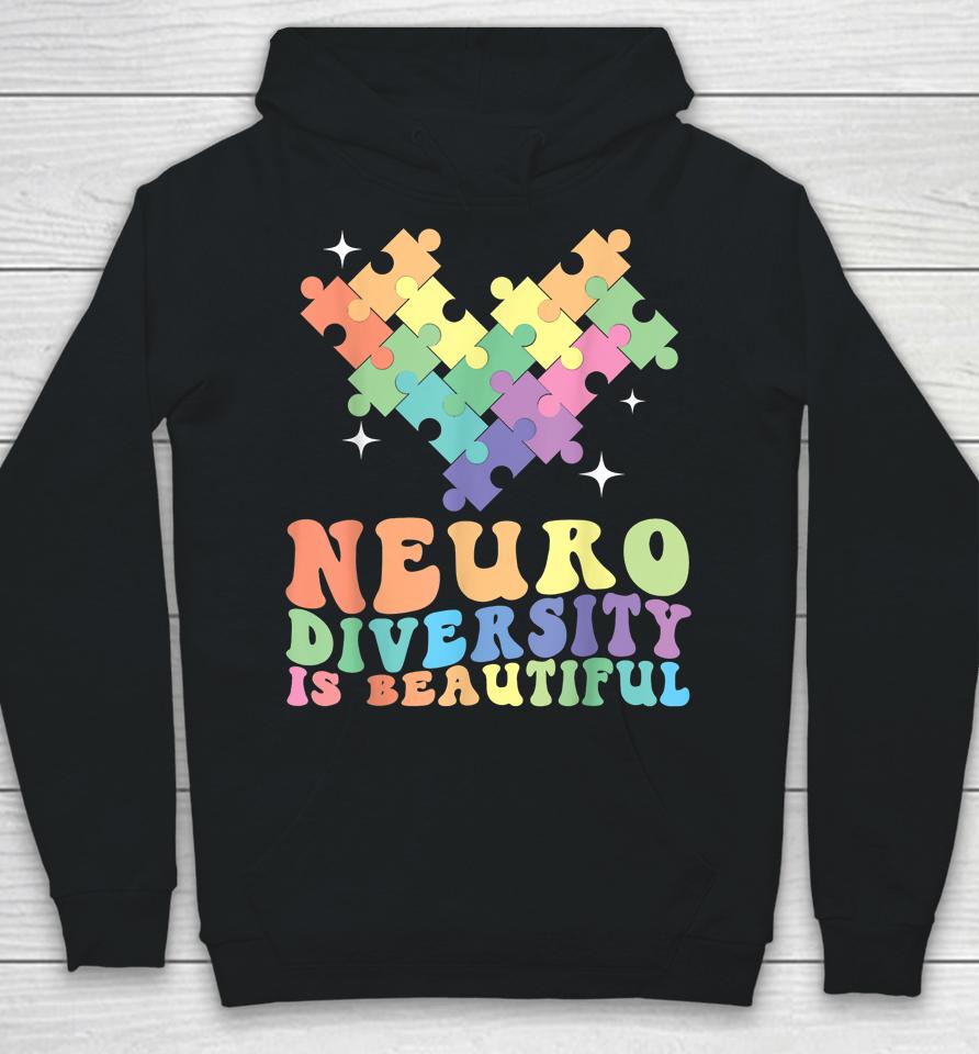 Neurodiversity Is Beautiful Puzzle Pieces Rainbow Autism Hoodie