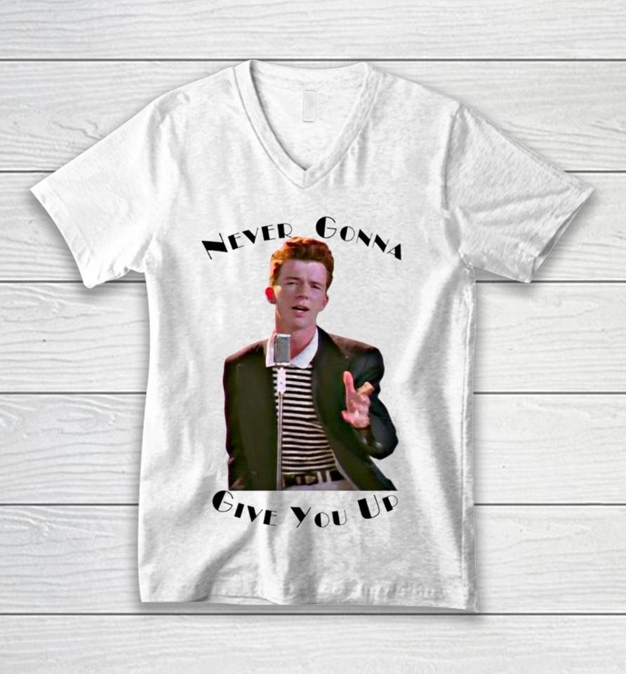 Never Gonna Give You Up Rickroll Rick Astley Unisex V-Neck T-Shirt