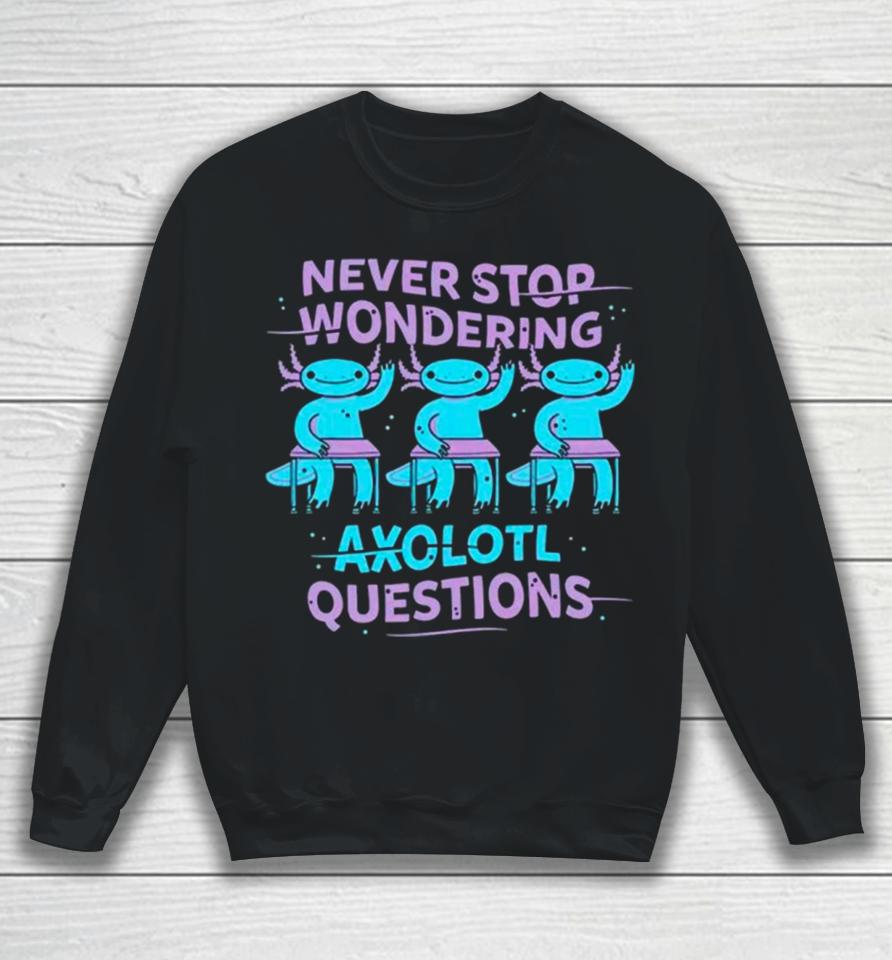 Never Stop Wondering Axolotl Question Sweatshirt