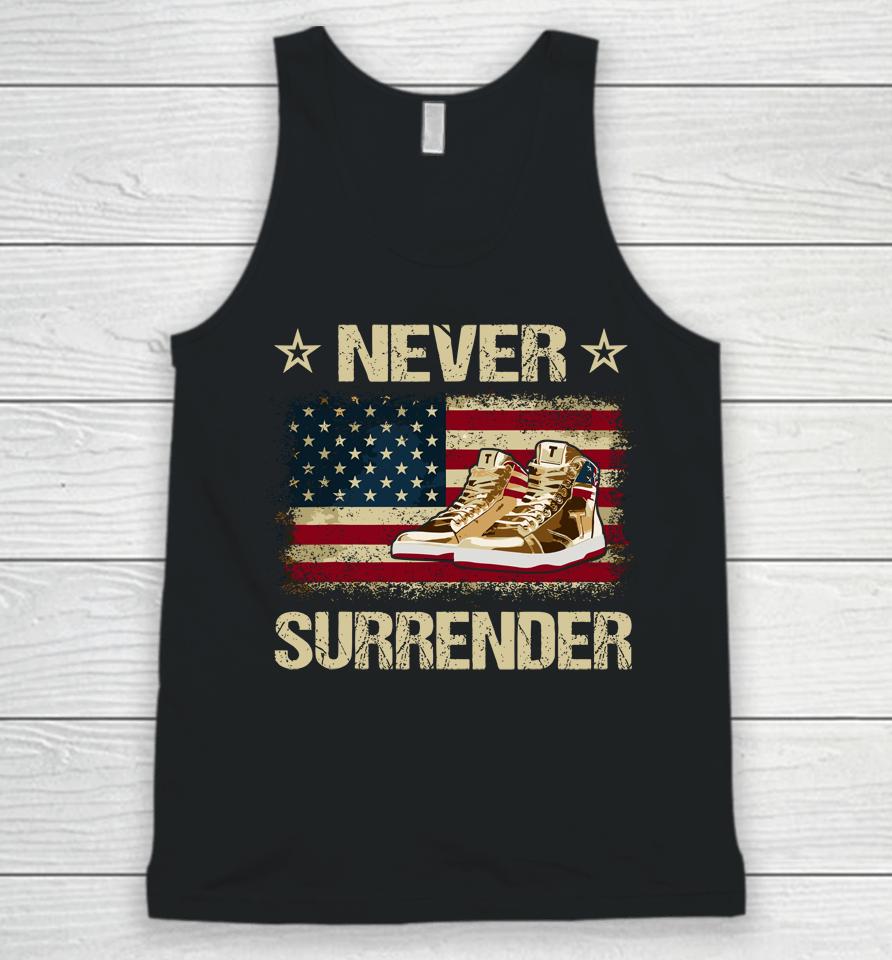 Never Surrender Gold Sneakers Pro Trump 2024 Unisex Tank Top