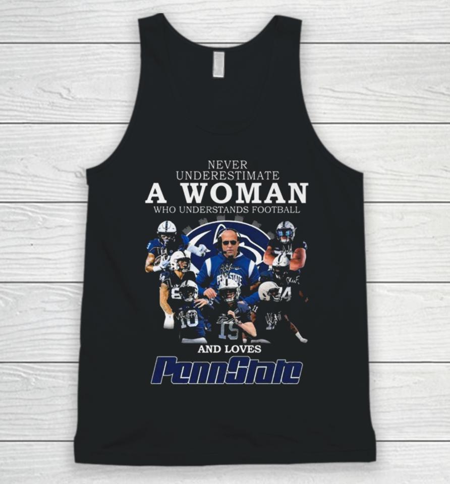 Never Underestimate A Woman Who Understands Football And Loves Pennstate Unisex Tank Top
