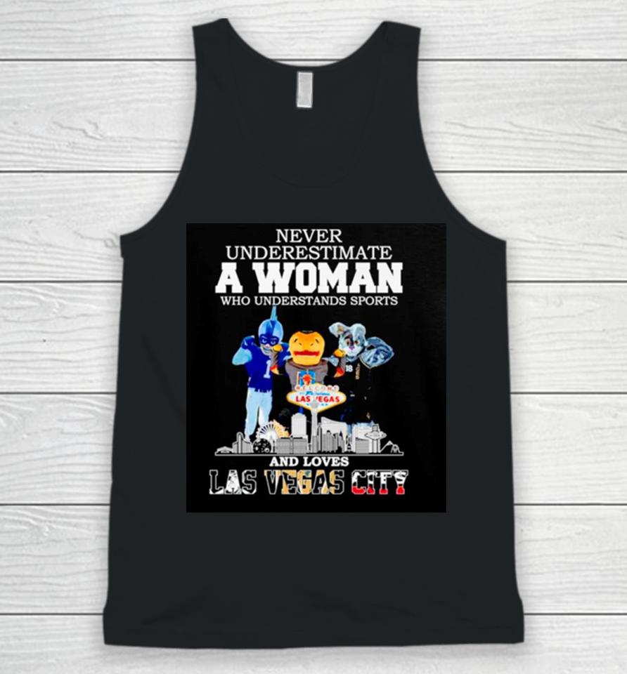Never Underestimate A Woman Who Understands Sports And Loves Las Vegas City Skyline Unisex Tank Top