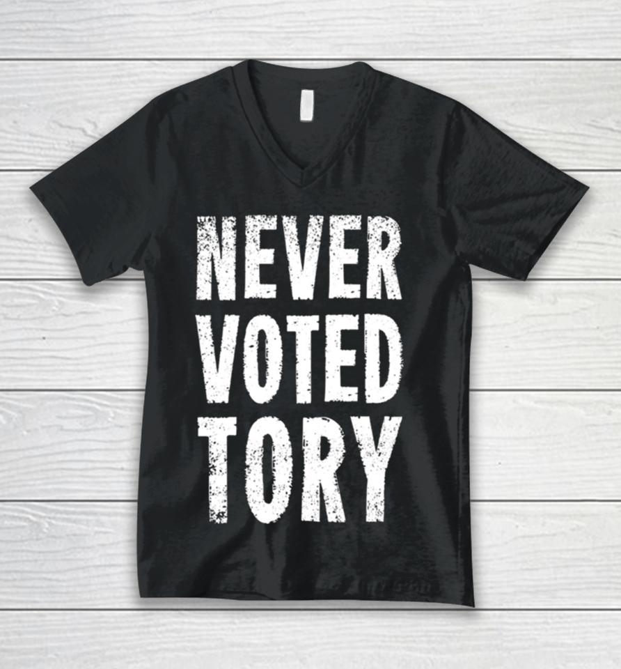 Never Voted Tory Unisex V-Neck T-Shirt