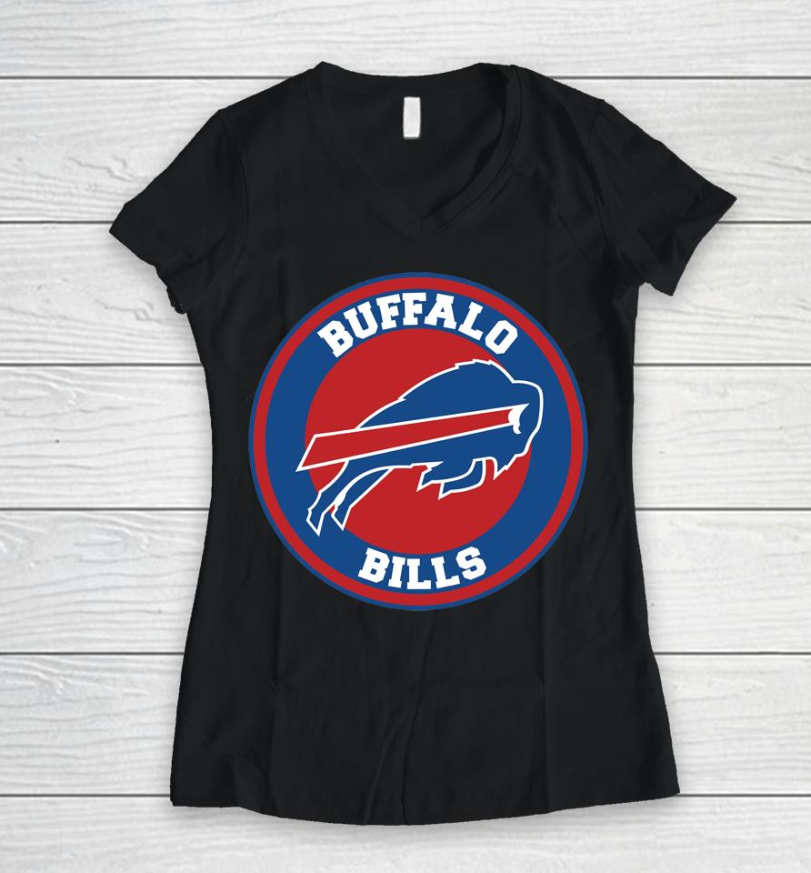 New Buffalo Bills Circle Logo Women V-Neck T-Shirt