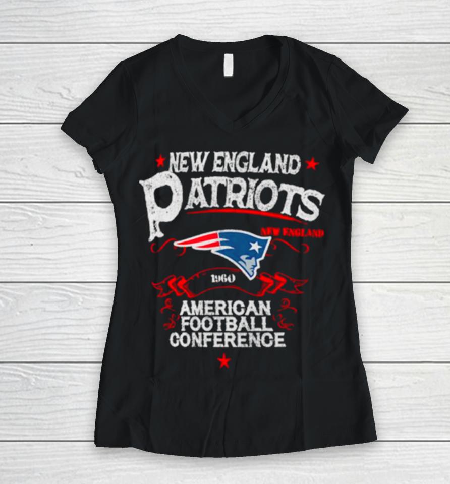 New England Patriots 1960 American Football Conference Women V-Neck T-Shirt