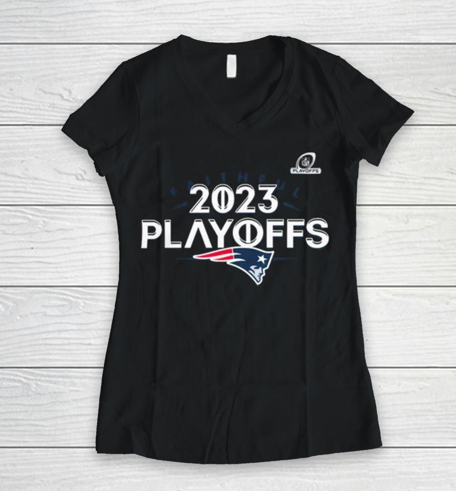 New England Patriots 2023 Nfl Playoffs Faithful Women V-Neck T-Shirt