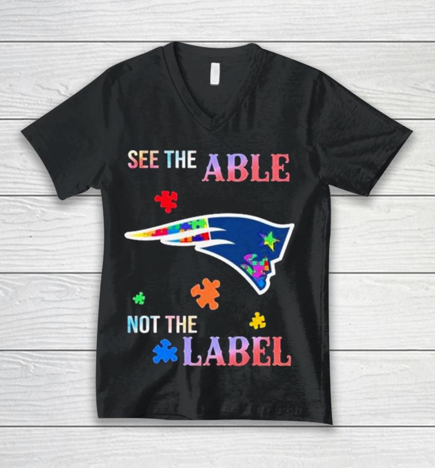 New England Patriots Autism Awareness See The Able Not The Label Unisex V-Neck T-Shirt