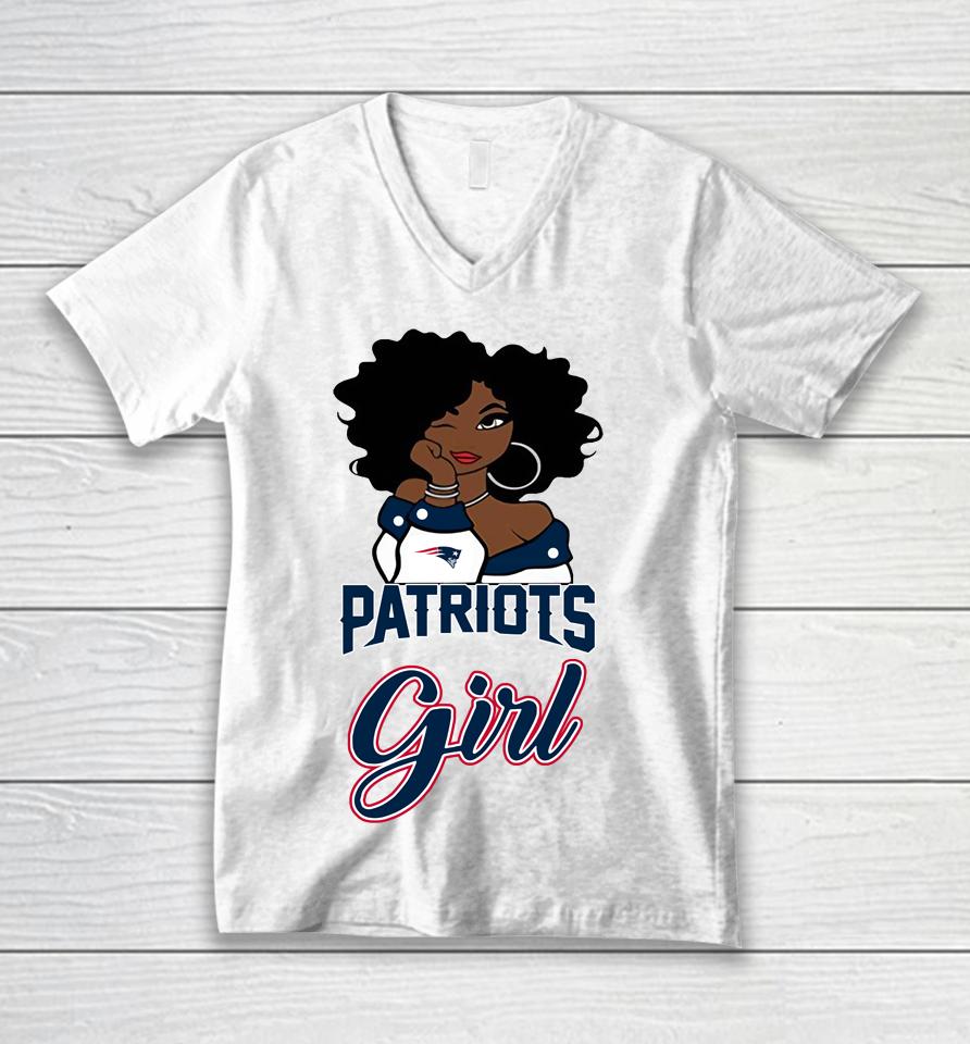 New England Patriots Girl Nfl Unisex V-Neck T-Shirt