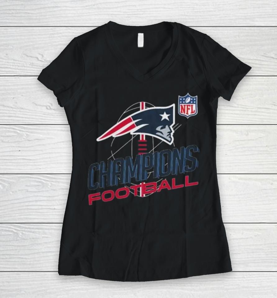 New England Patriots Nfl Champions Football 2024 Women V-Neck T-Shirt