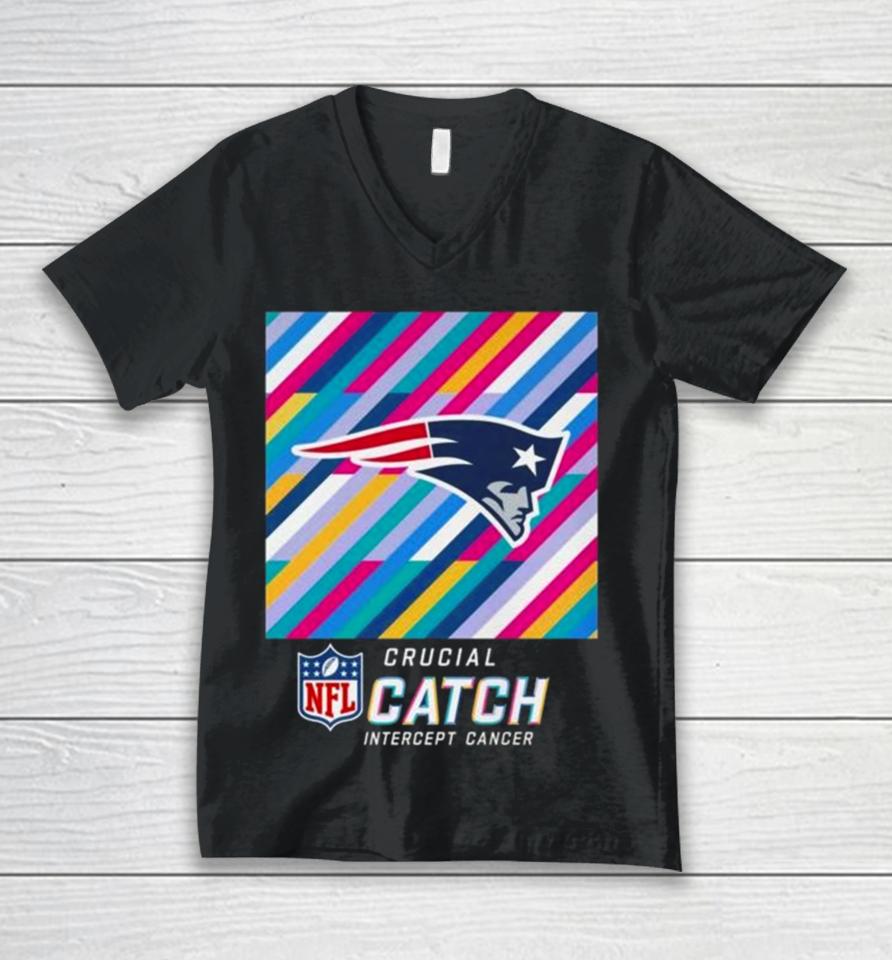 New England Patriots Nfl Crucial Catch Intercept Cancer Unisex V-Neck T-Shirt